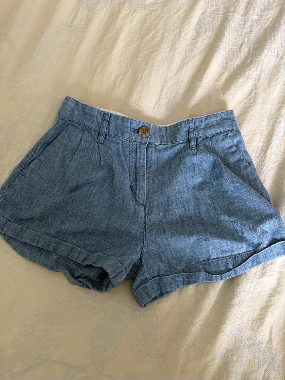 Crewcuts Girls Light Blue Denim-Look Shorts with pocket size 8